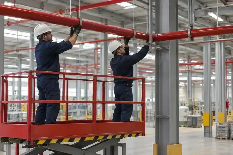 Endüstriyel tesiste kurulu yangın söndürme borulaması
